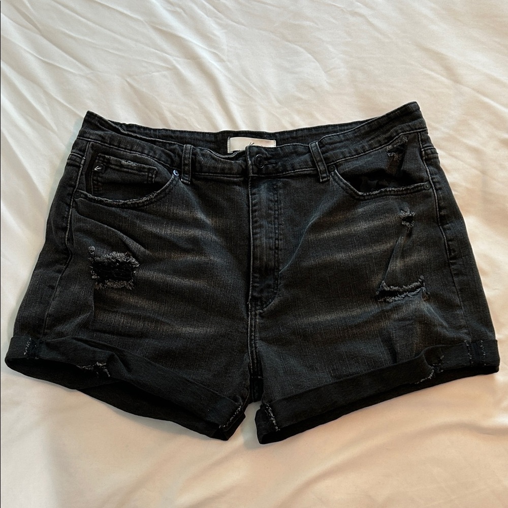 KanCan Black Distressed Jean Shorts